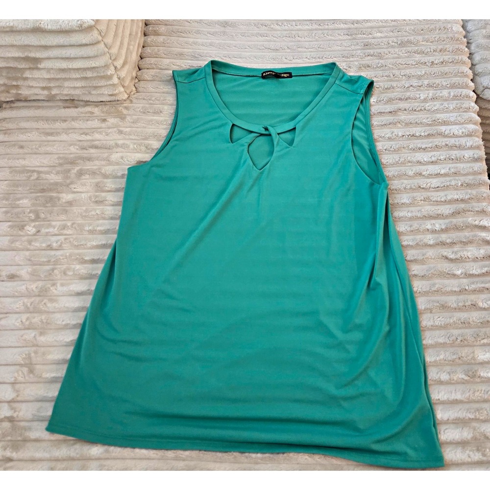 Always Indigo Teal Cutout Neckline Sleeveless Top 1X